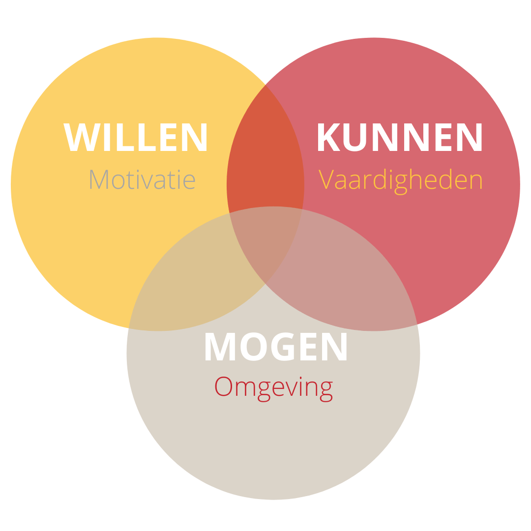 Het model willen-kunnen-mogen van DBR brengt ineffectieve patronen in gedrag en samenwerking in beeld